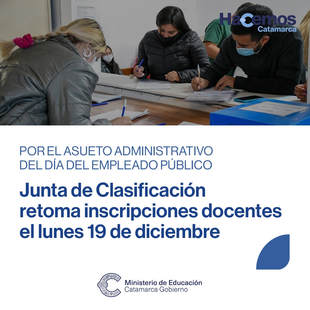 Junta de Clasificación retoma inscripciones docentes el lunes 19 de diciembre