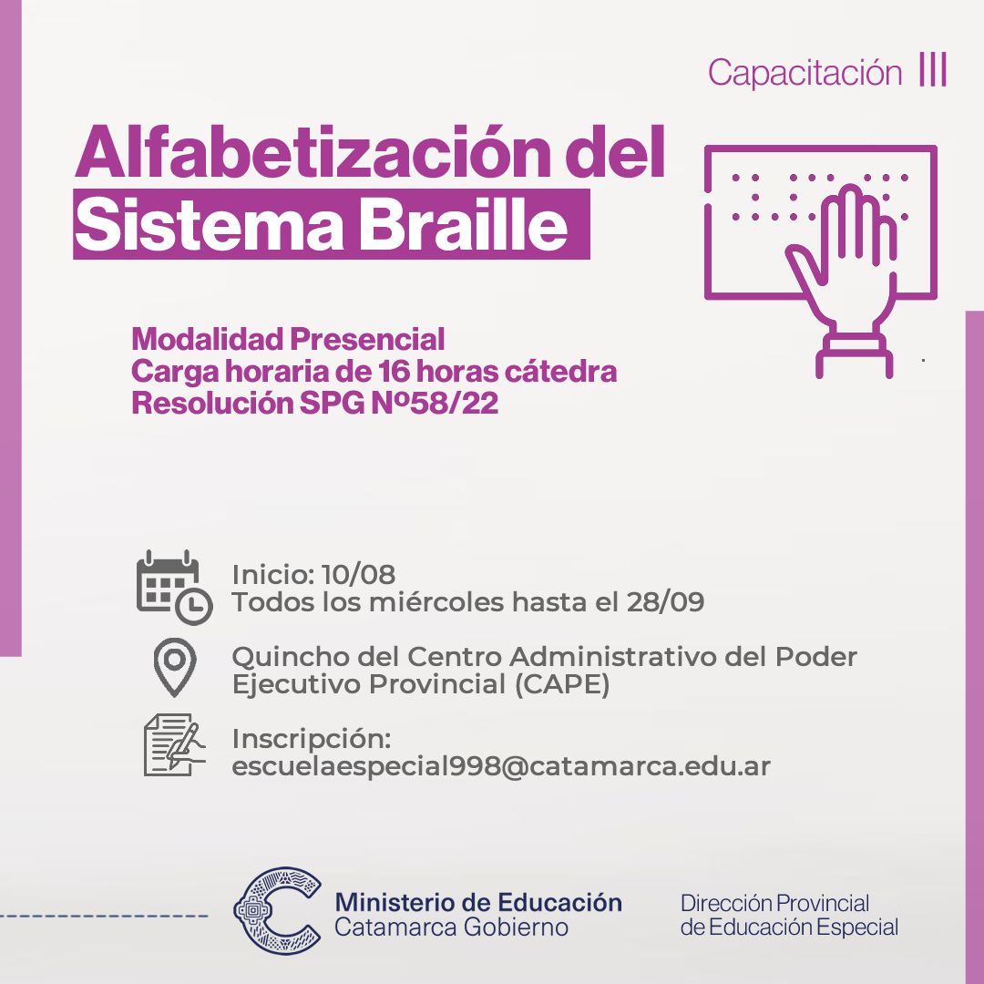 Capacitacion en  Alfabetizacion del Sistema Braille 