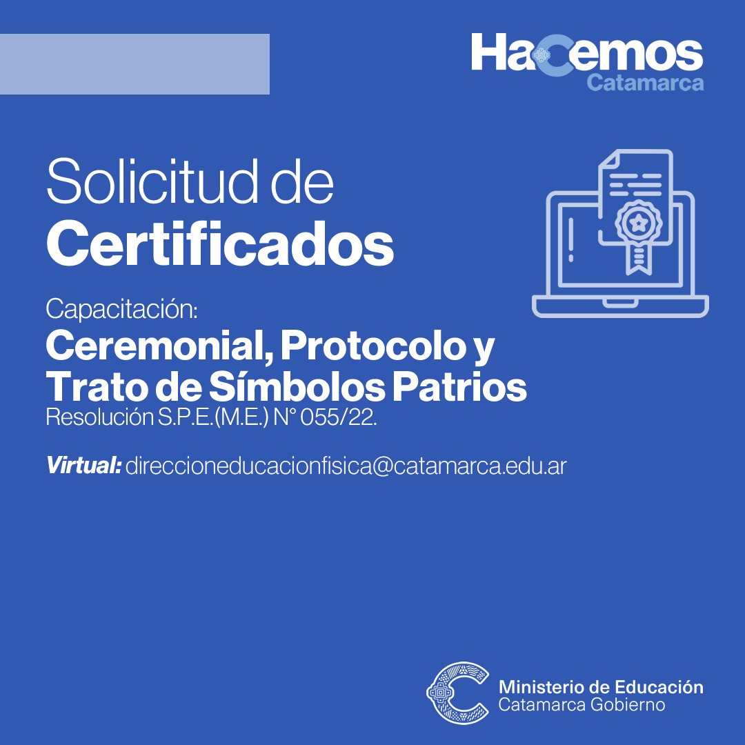 Entrega de Certificados de la Capacitacion sobre Ceremonial Protocolo y Trato de Simbolos Patrios realizada en Santa Maria