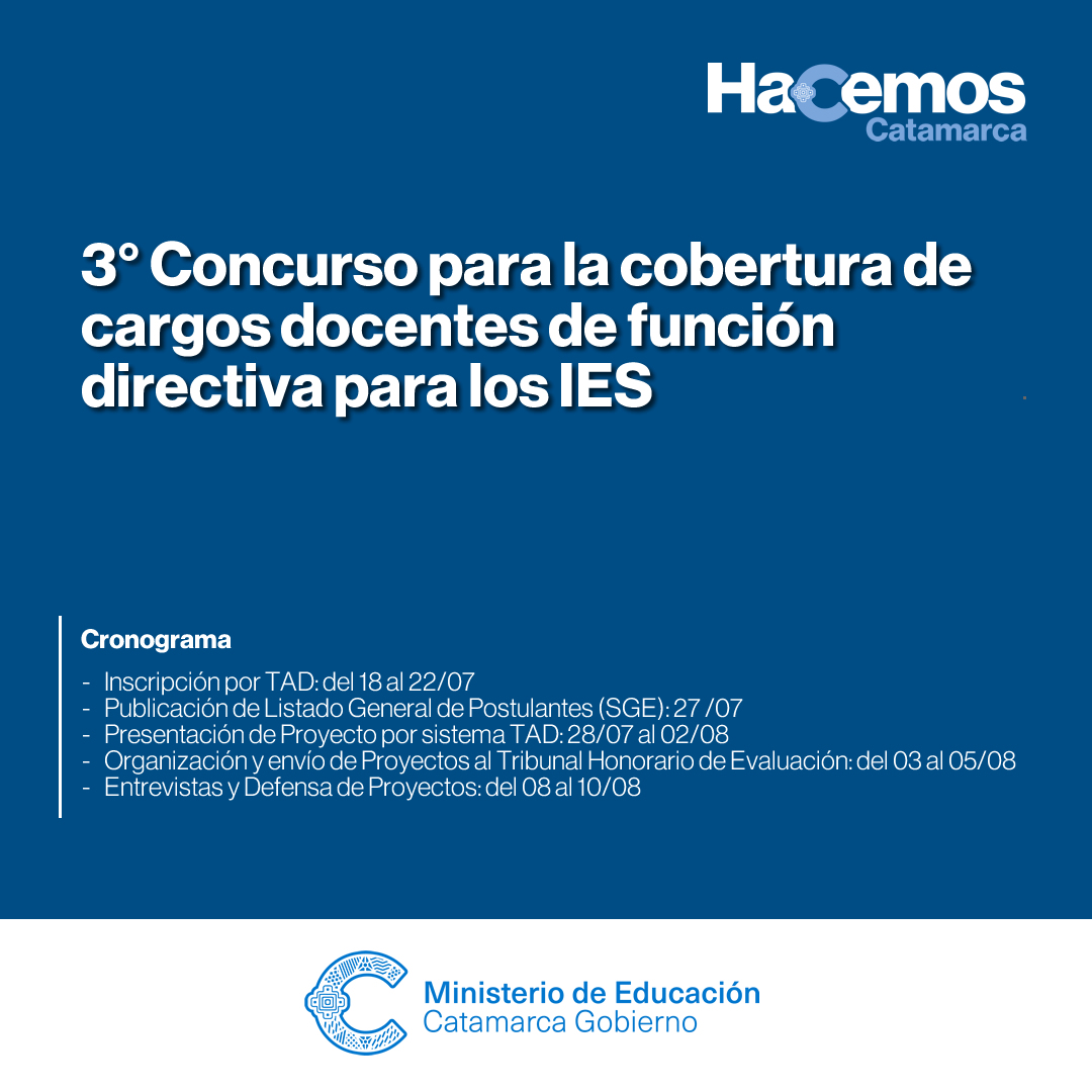 3 Concurso para la cobertura de cargos docentes de funcion directiva para los IES