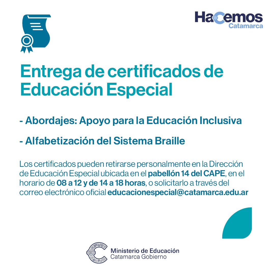Entrega de certificados de Educación Especial