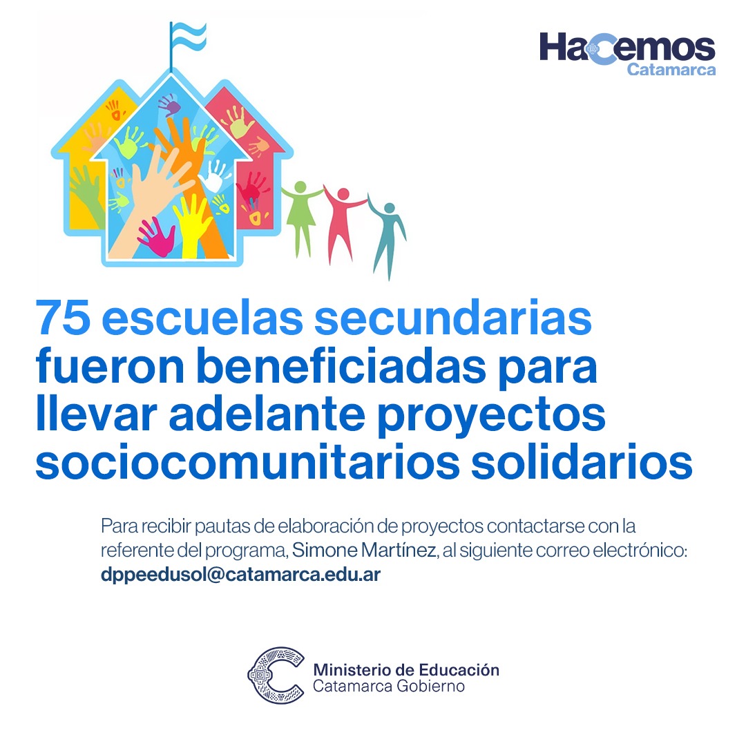 75 escuelas secundarias fueron beneficiadas para llevar adelante proyectos sociocomunitarios solidarios
