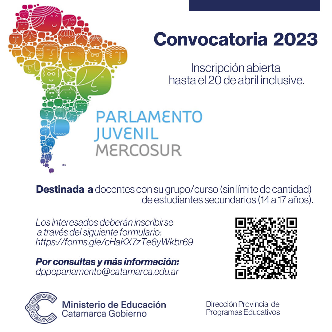 Convocatoria para participar en el Parlamento Juvenil del Mercosur 2023