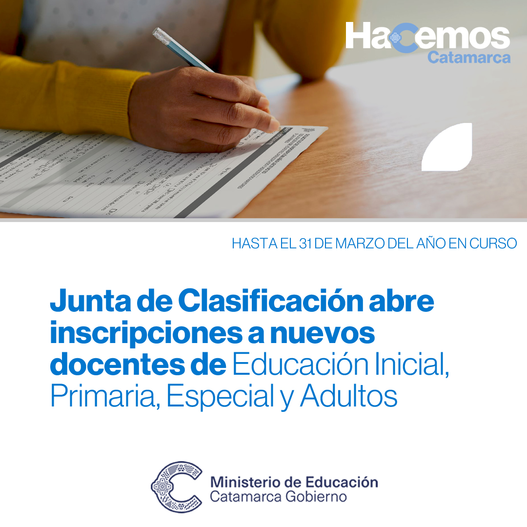 Junta de Clasificación abre inscripciones a nuevos docentes de Educación Inicial Primaria Especial y Adultos
