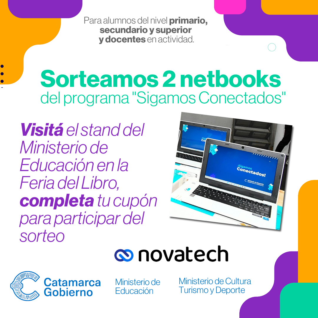 Educacion sorteara 2 netbooks entre alumnos y docentes que visiten la Feria del Libro