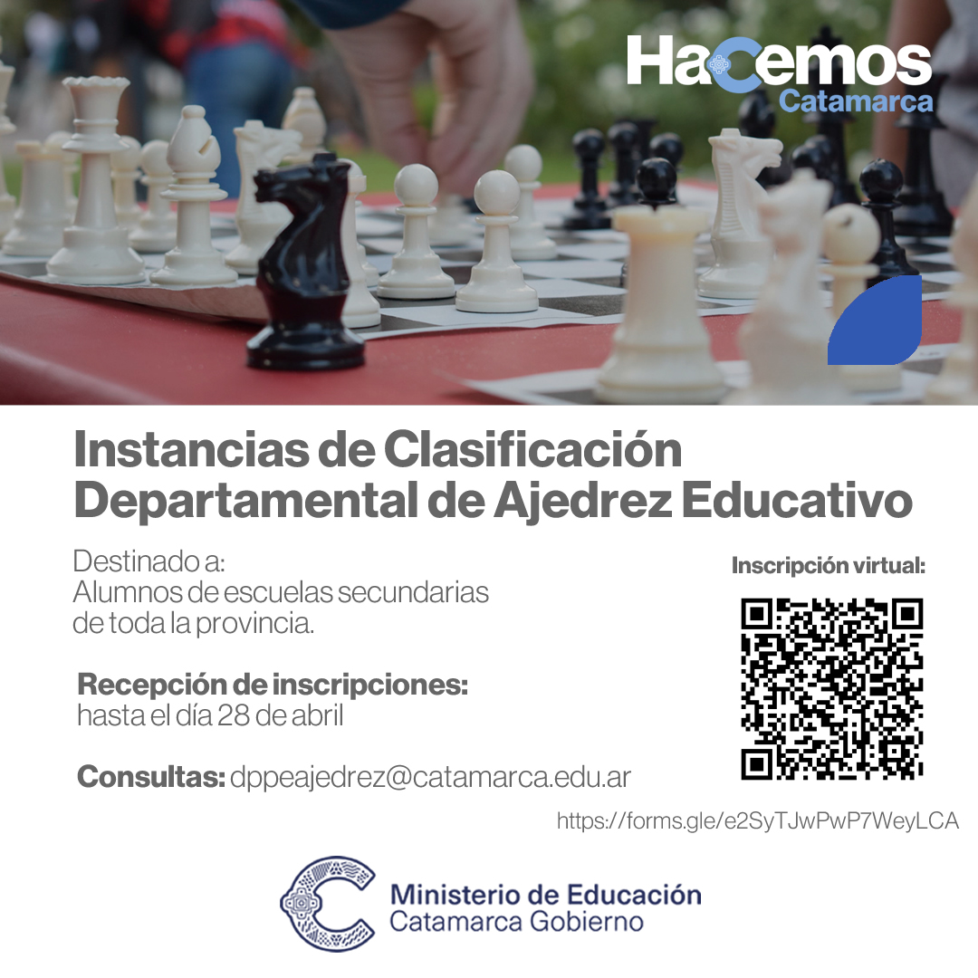 Inscripciones abiertas para participar en la instancia clasificatoria de Ajedrez Educativo 