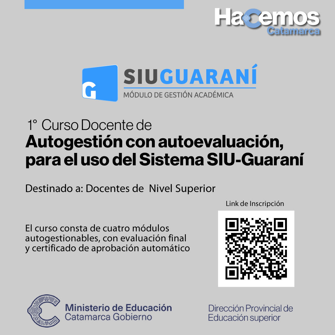 Curso docente de autogestión con autoevaluación para el uso del Sistema SIU-Guaraní