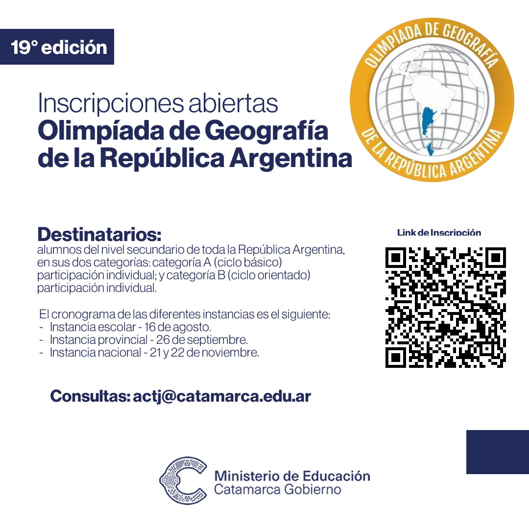 Inscripciones abiertas para la Olimpíada de Geografía de la República Argentina