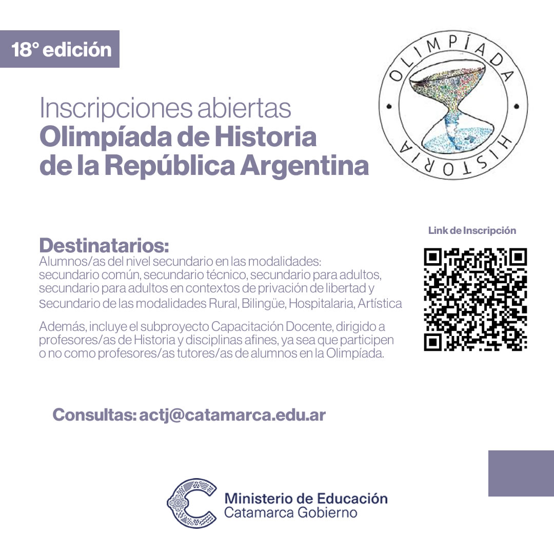 Inscripciones abiertas para la Olimpíada de Historia de la República Argentina