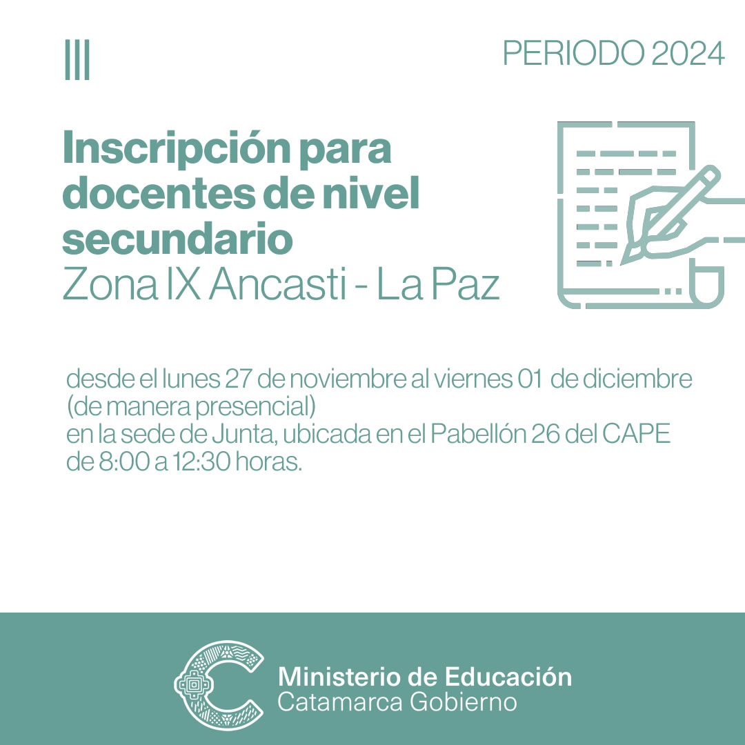 Inscripcion para docentes de nivel secundario de Zona IX Ancasti - La Paz