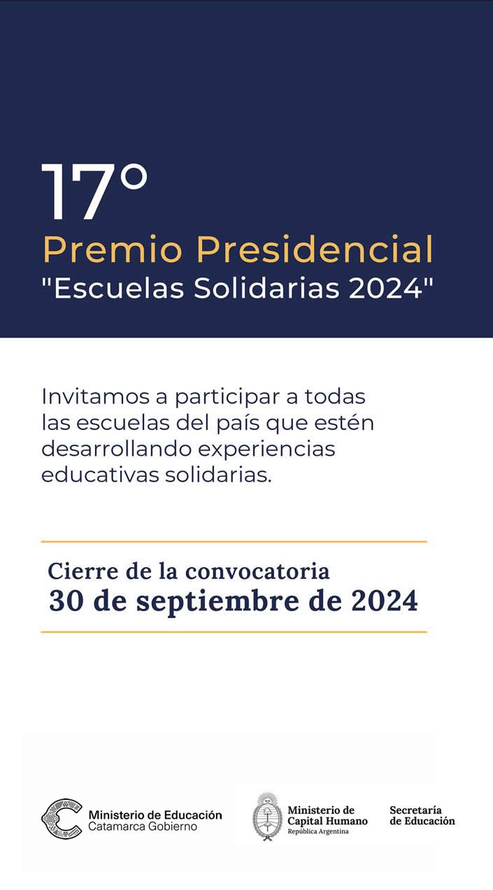 Abrió la inscripción para participar del Premio Presidencial Escuelas Solidarias 2024