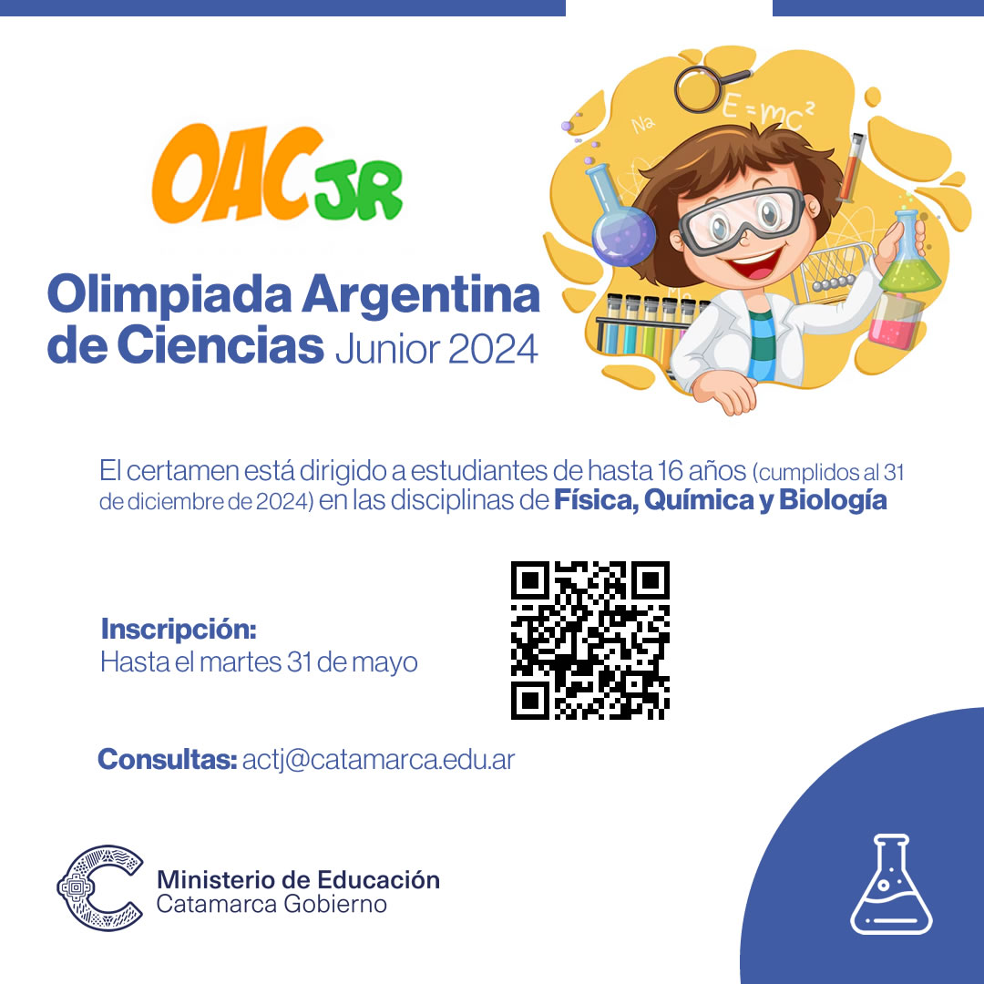 Inscripciones abiertas para la Olimpiada Argentina de Ciencias Junior 2024