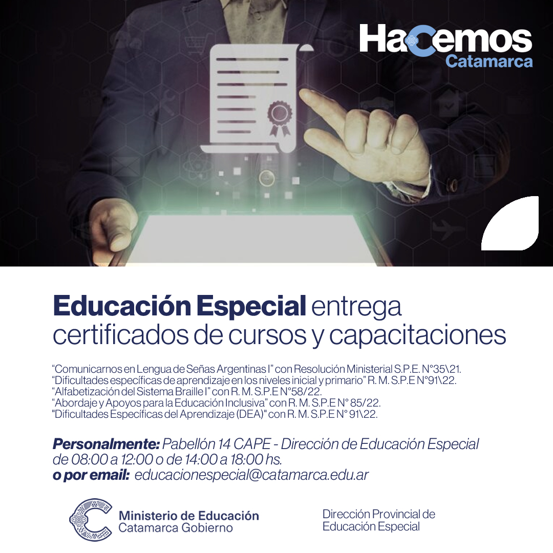 Educación Especial entrega certificados de cursos y capacitaciones