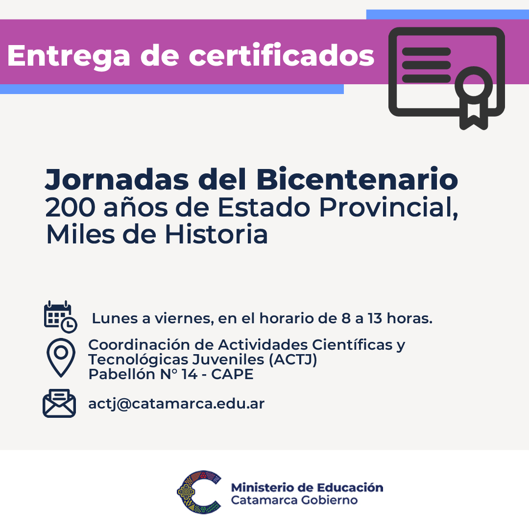 Entrega de certificados Jornadas del Bicentenario 