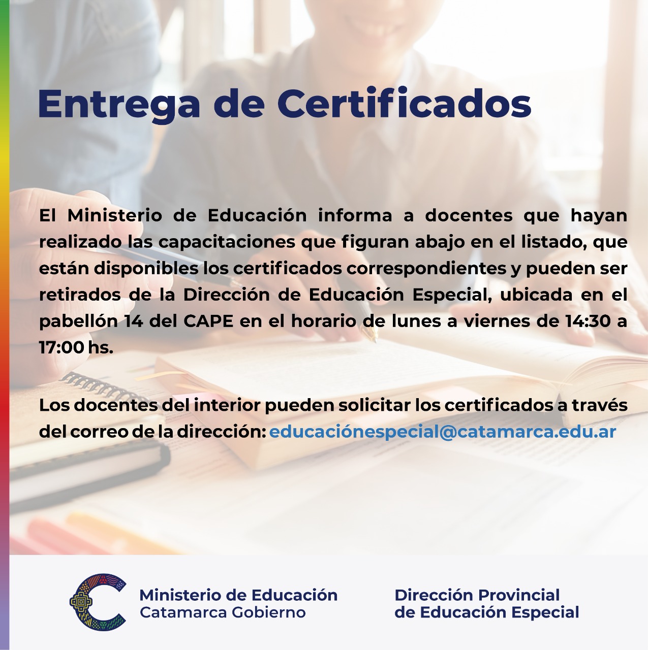 Entrega de certificados educ especial