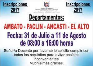 INSCRIPCIONES 2017 - AMBATO-PACLIN-ANCASTI-EL ALTO