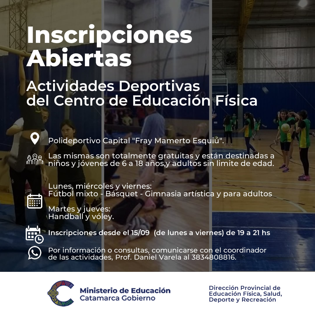 Inscripciones abiertas para las actividades deportivas del Centro de Educacion Fisica