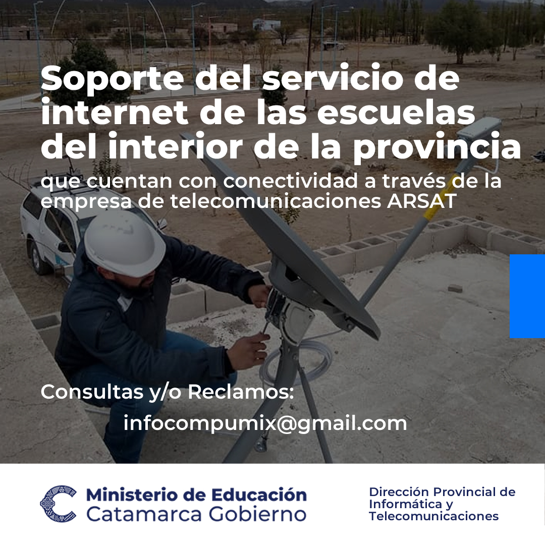 Soporte del servicio de internet de las escuelas del interior de la provincia